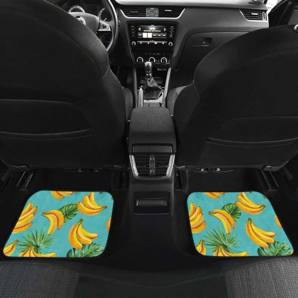 Banana Palm Leaves Pattern Background Front And Back Car Mats