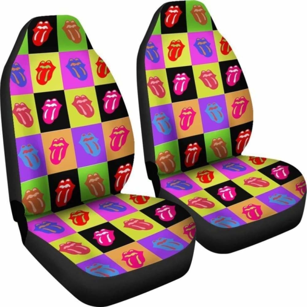 Rainbow Tongue Colorful Pattern Car Seat Covers
