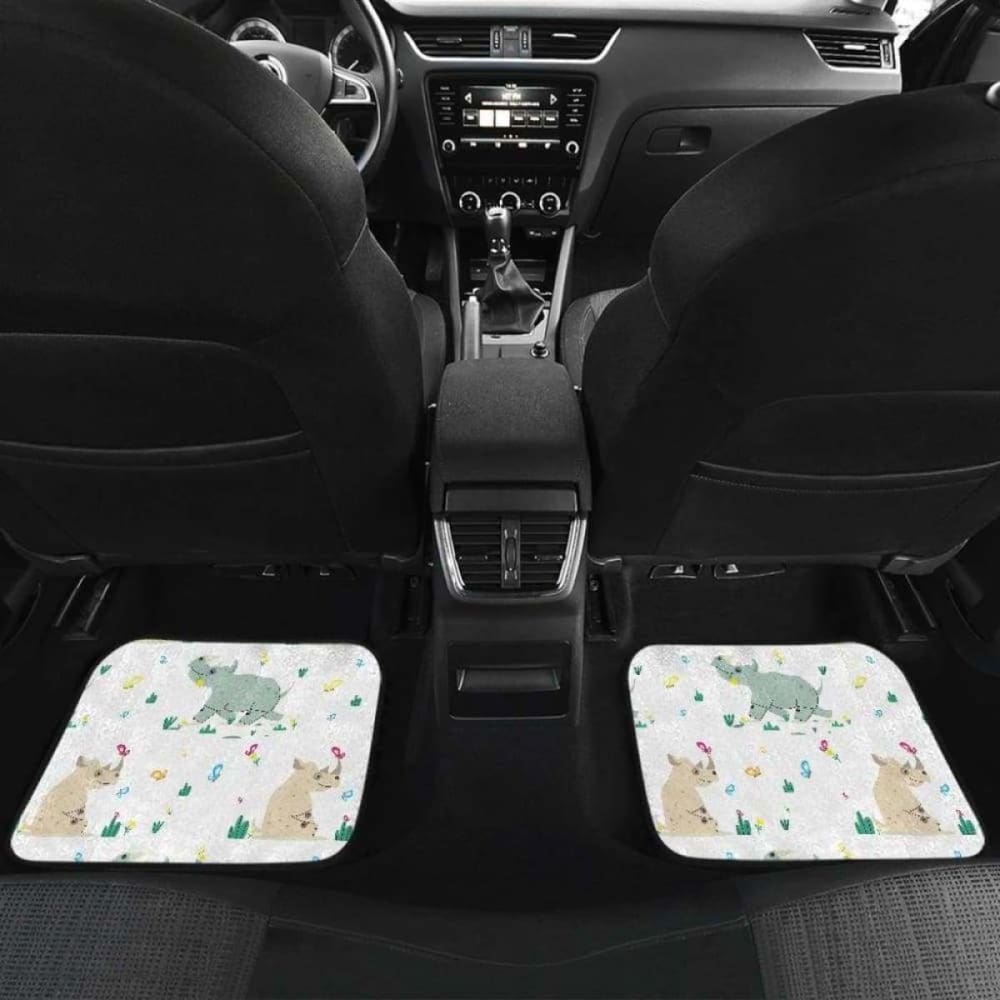 Cute Rhino Pattern Front And Back Car Mats