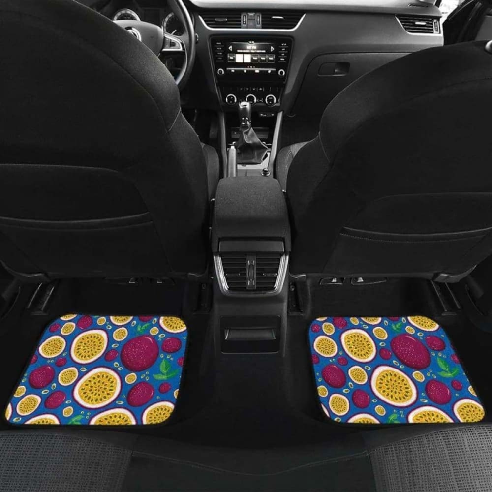 Passion Fruit Blue Background Front And Back Car Mats