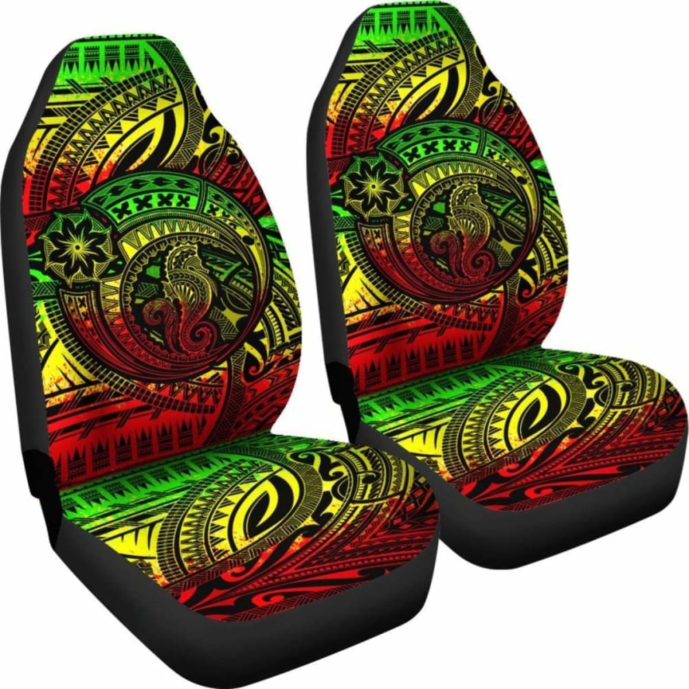 Seahorse Polynesian Car Seat Covers - Polynesian Tattoo Reggae -