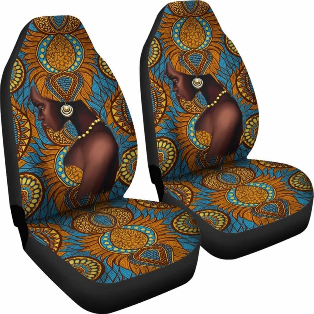 African Car Seat Covers - Africa Black Girl Floral -