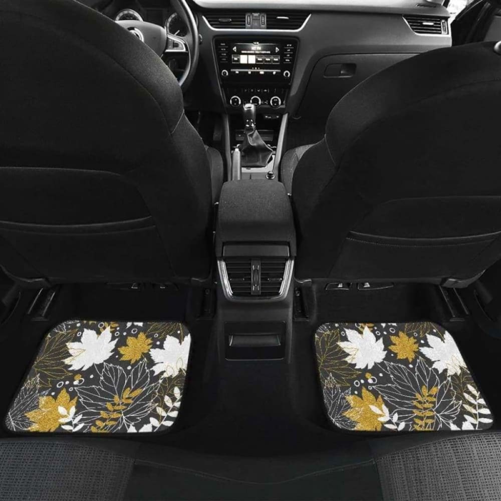 Beautiful Gold Autumn Maple Leaf Pattern Front And Back Car Mats