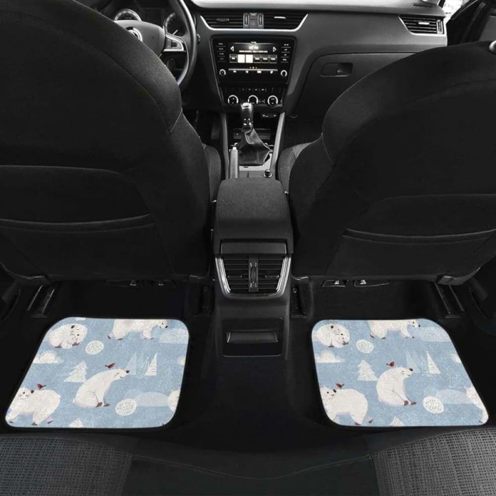 Cute Polar Bears Christmas Decoration Pattern Front And Back Car Mats