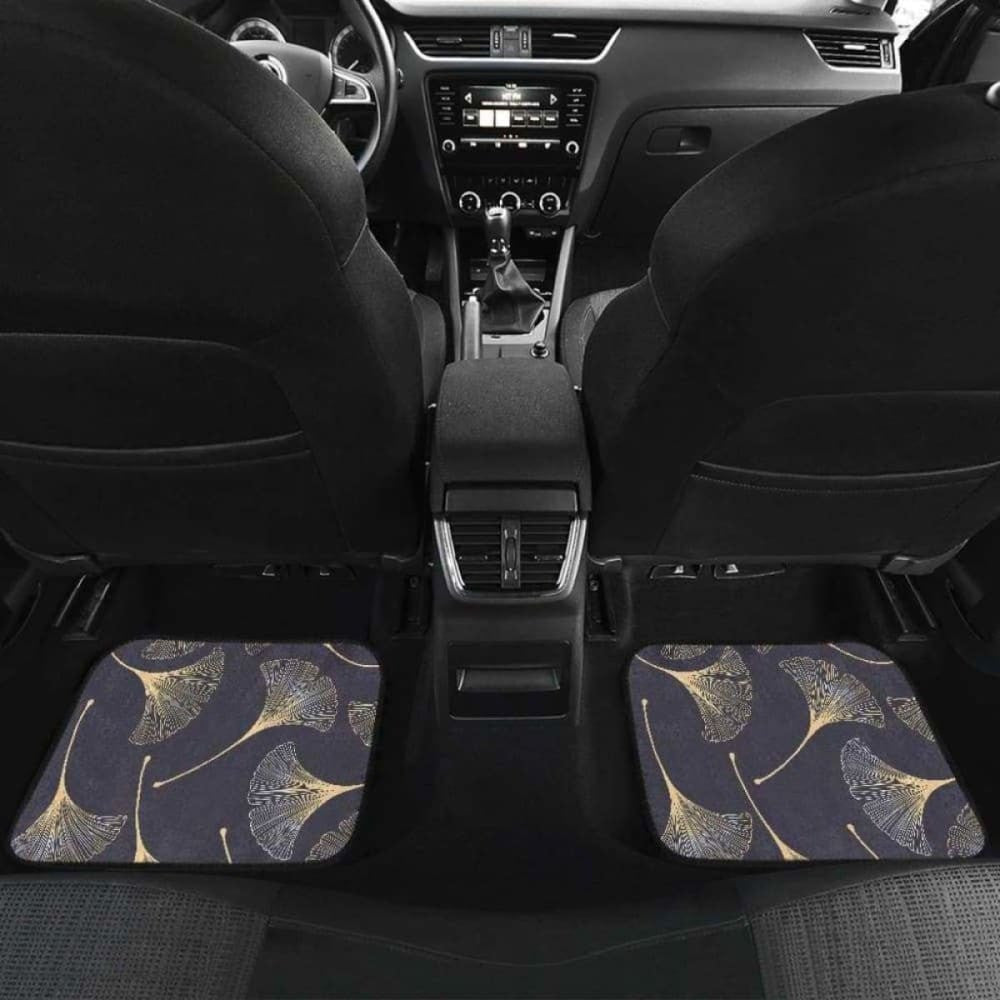 Gold Ginkgo Leaves Front And Back Car Mats