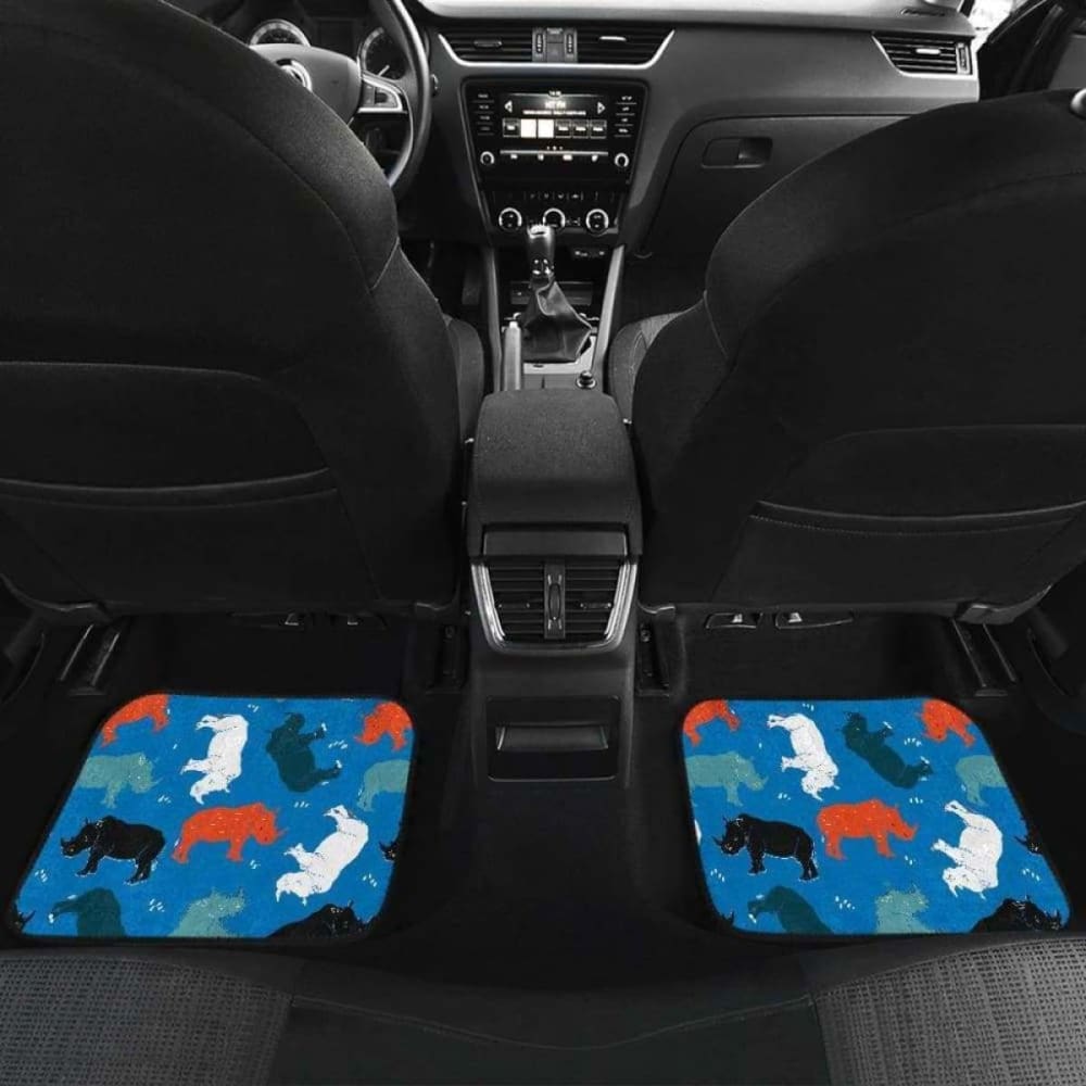 Colorful Rhino Pattern Front And Back Car Mats