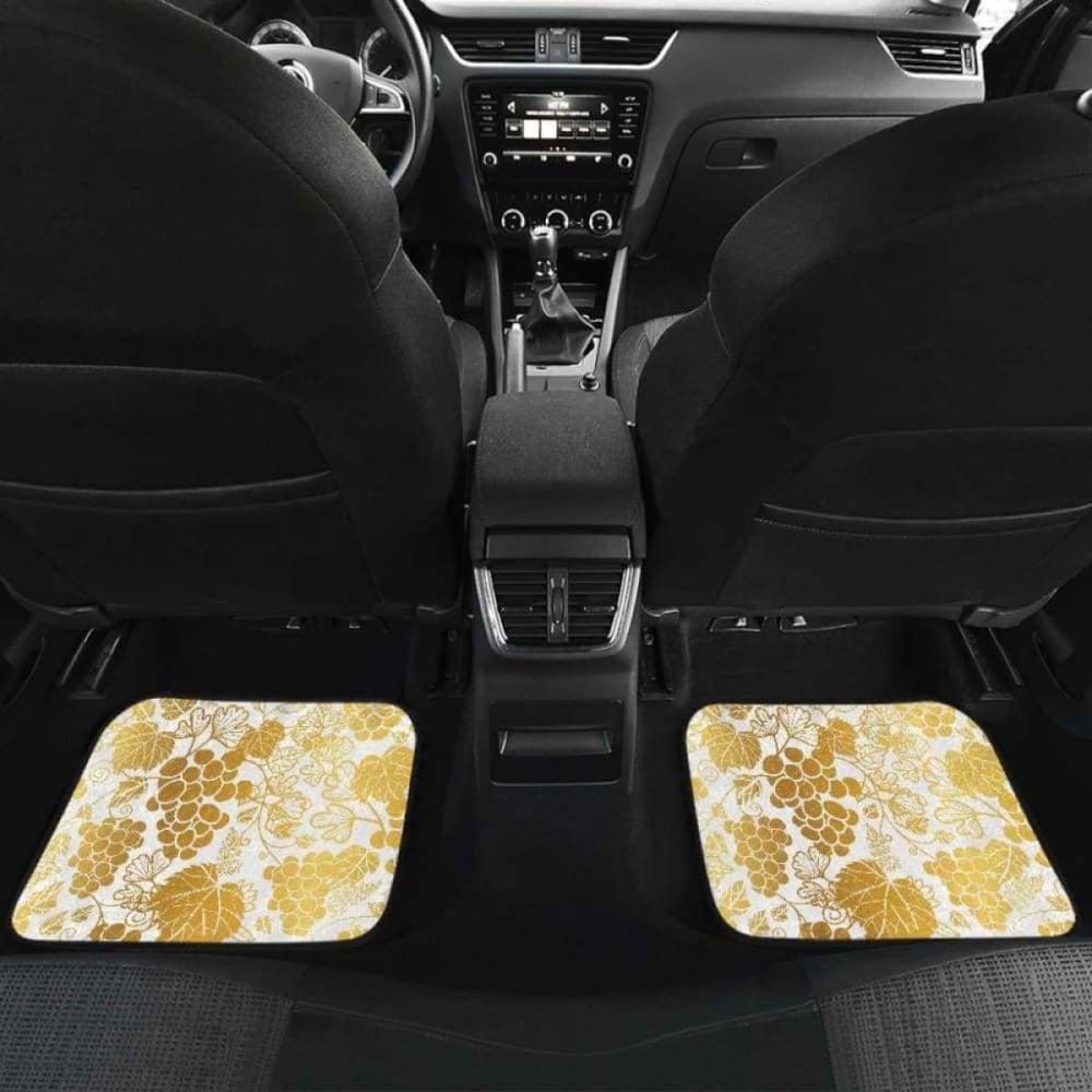 Gold Grape Pattern Front And Back Car Mats