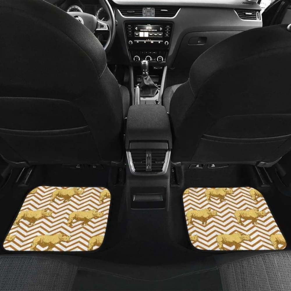 Rhino Yellow Theme Pattern Front And Back Car Mats