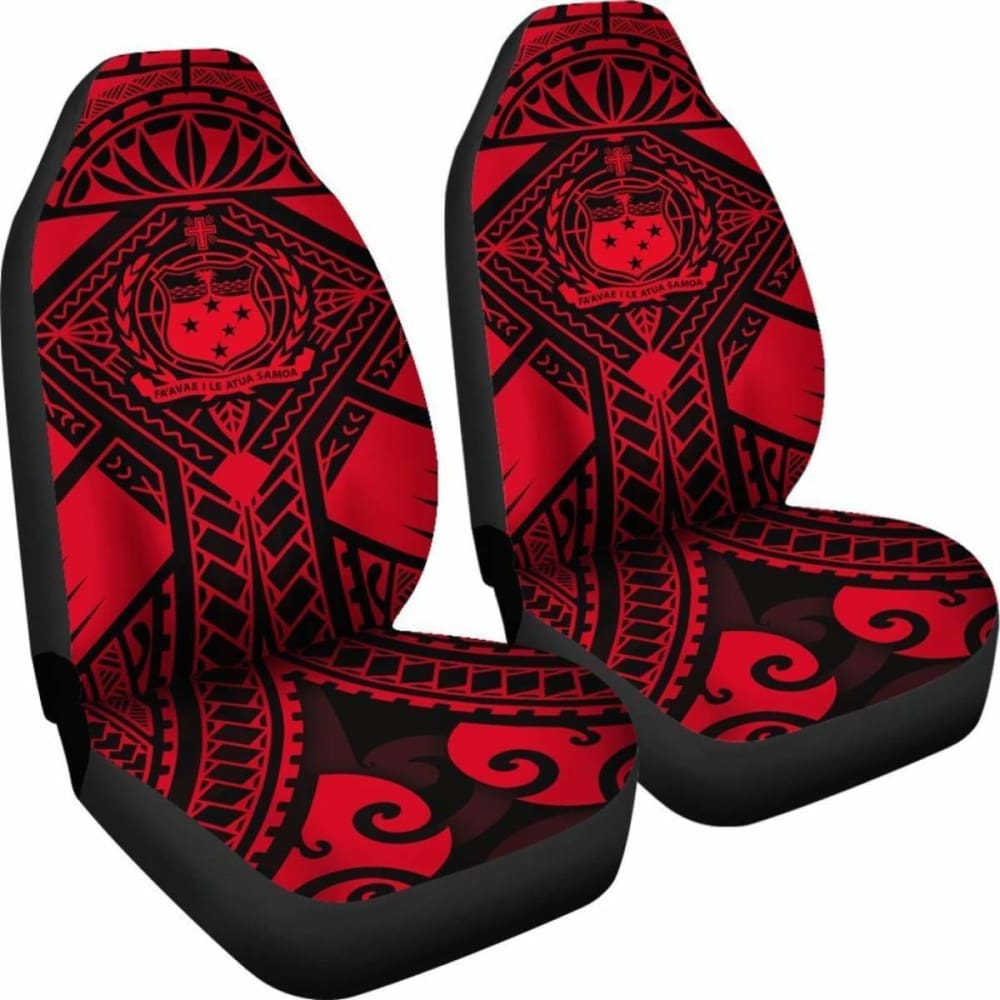 Samoa Polynesian Car Seat Covers - Samoa Red Seal With Polynesian Tattoo -