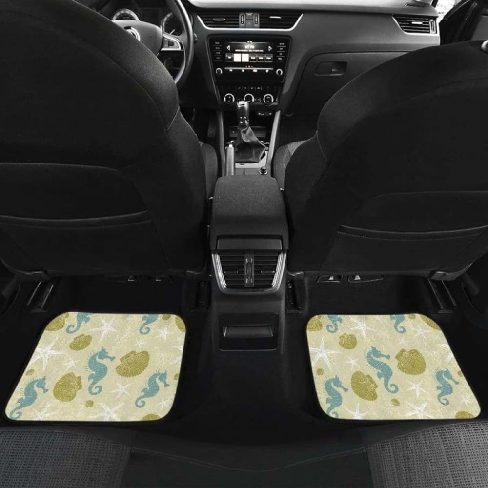 Seahorse Shell Starfish Pattern Background Front And Back Car Mats