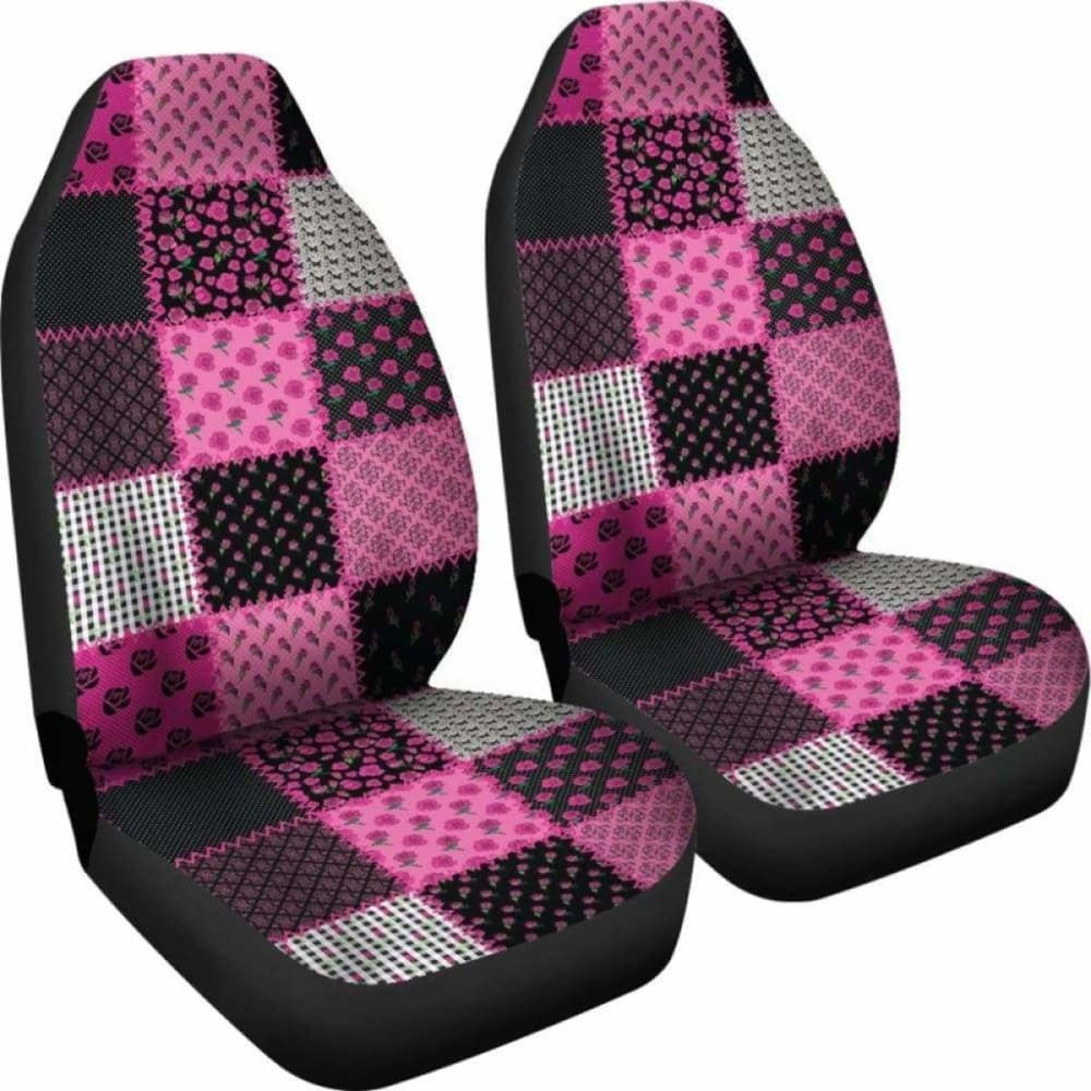 Pink And Black Shabby Chic Patchwork Quilt Style Car Seat Covers