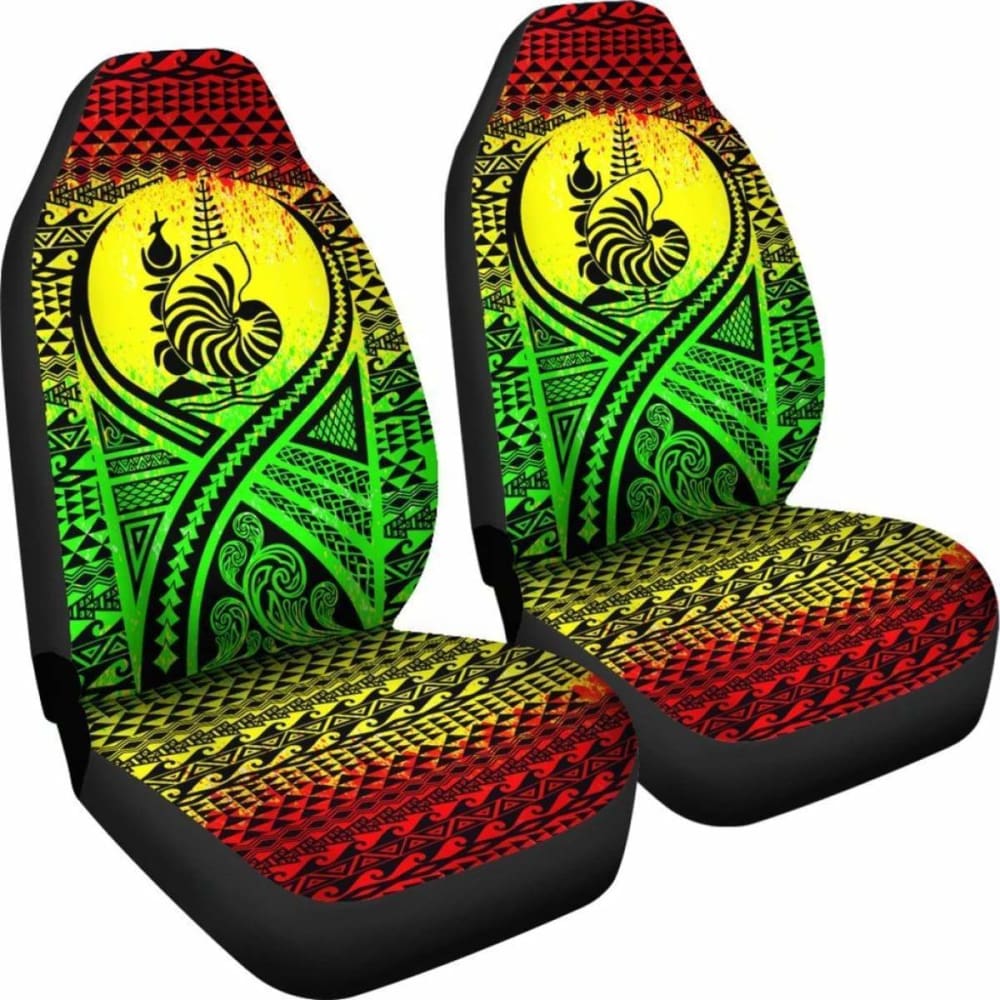 New Caledonia Car Seat Cover - New Caledonia Coat Of Arms Polynesian Tattoo Reggae -
