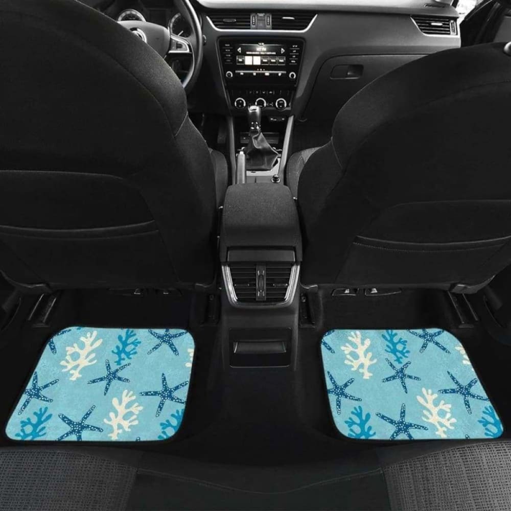 Blue Starfish Coral Reef Pattern Front And Back Car Mats