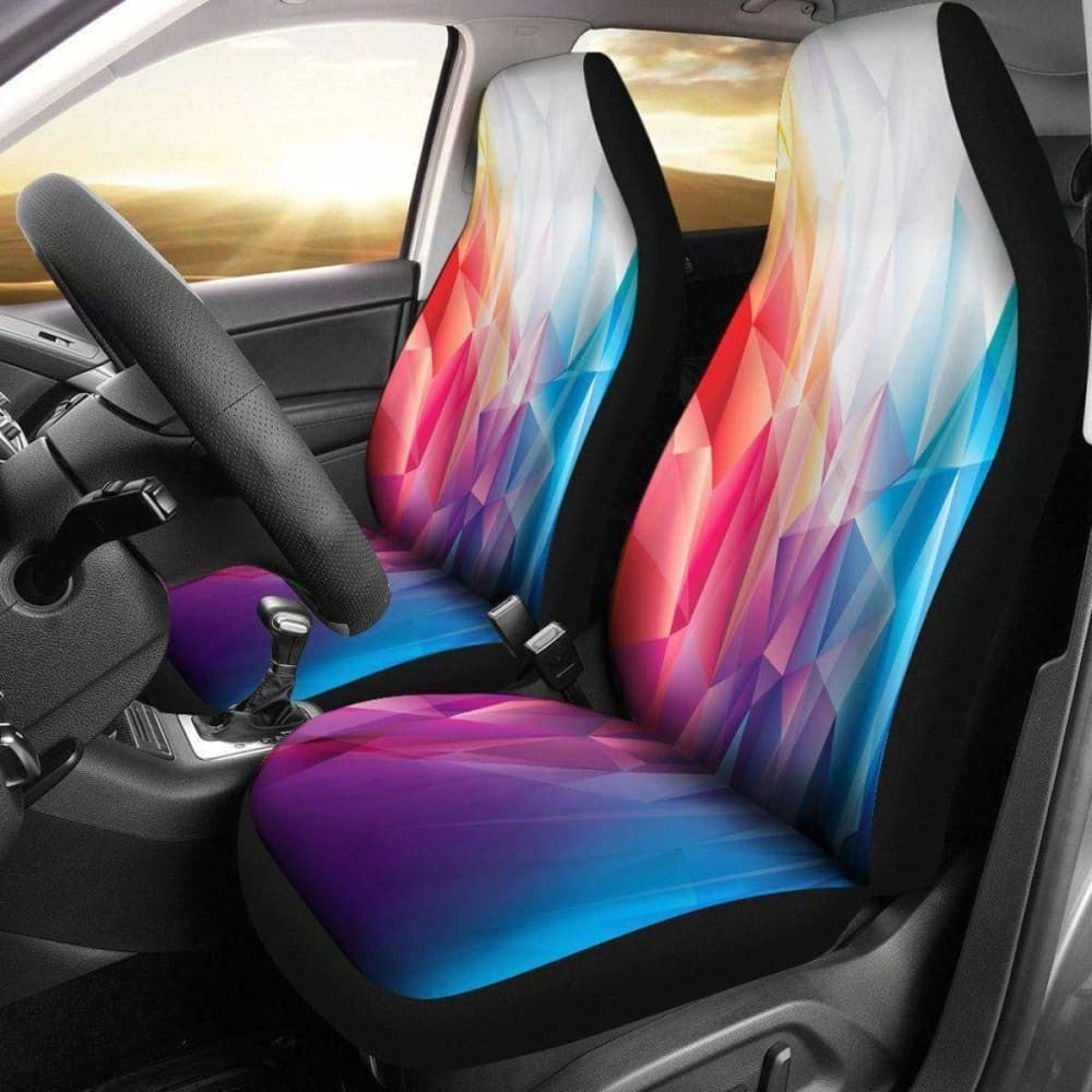 Polygon Rainbow Abstract Design Seat Covers