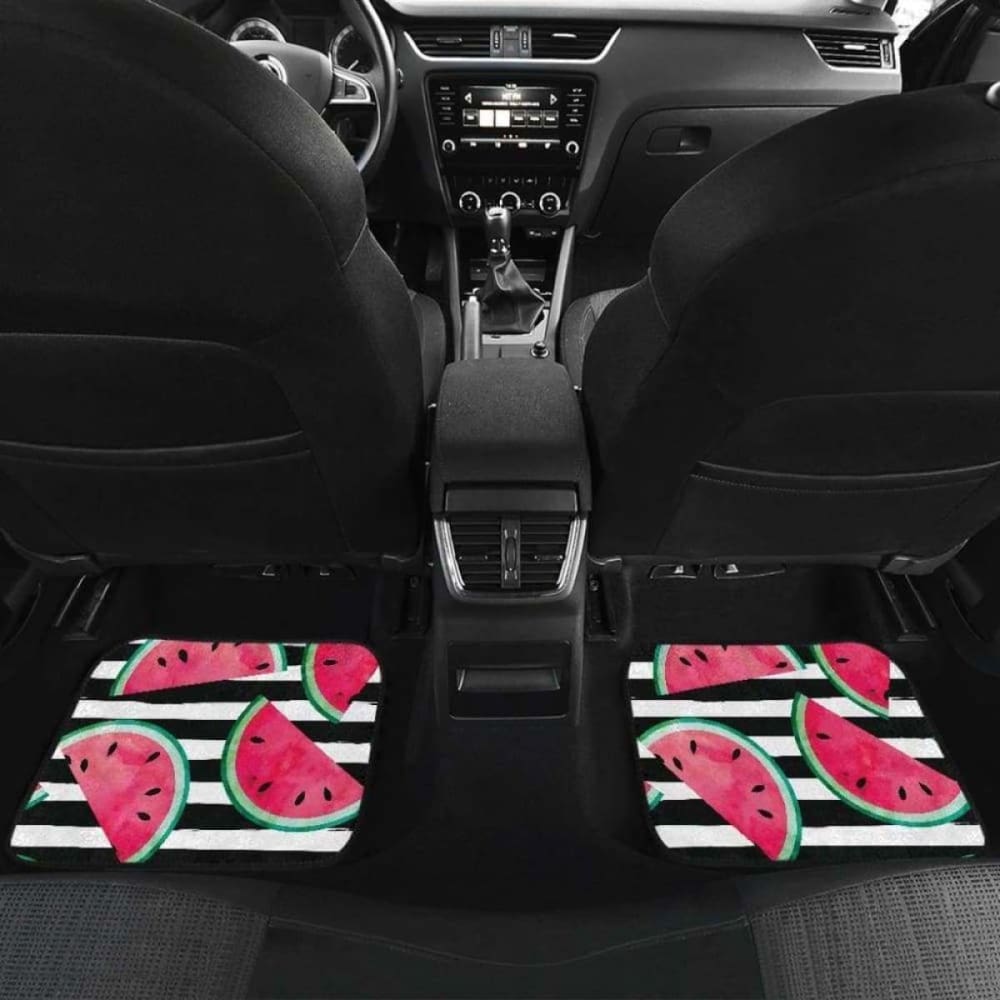 Watercolor Paint Textured Watermelon Pieces Front And Back Car Mats