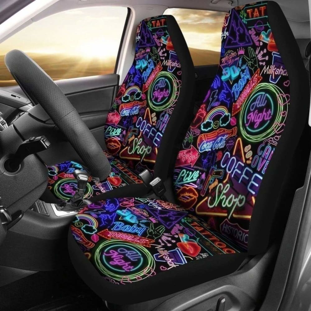 Vintage Neon Advertising Car Seat Covers