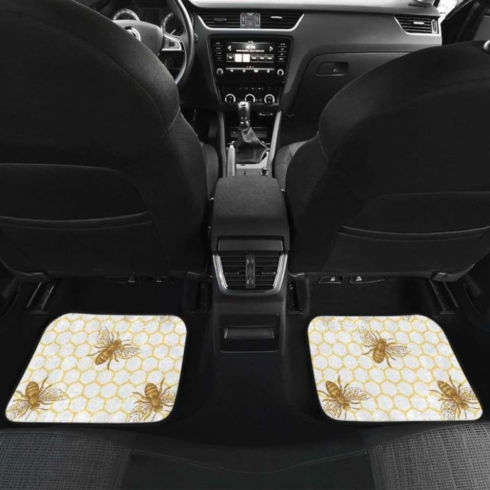 Bee Honeycomb Seamless Design Pattern Front And Back Car Mats