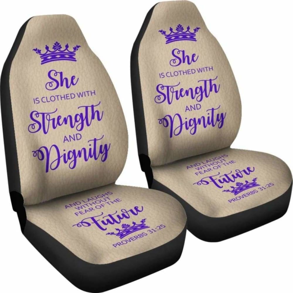 Proverbs Woman Car-Suv Seat Cover-Tan-Purple