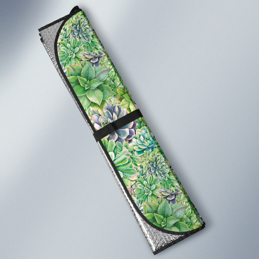 Succulent Natural Watercolor Car Auto Sun Shades