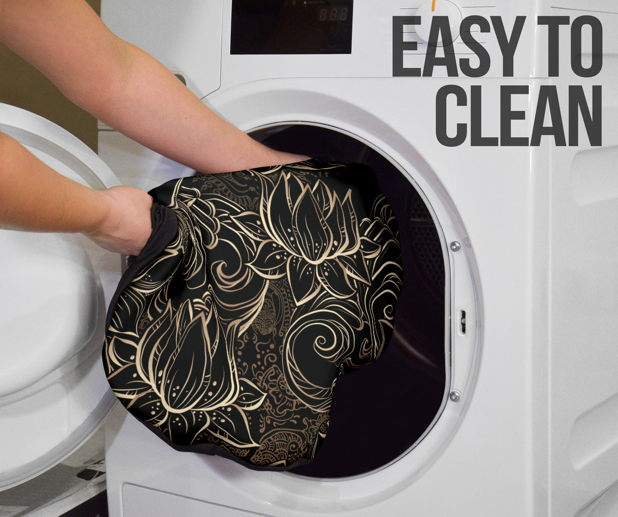 Luxurious Gold Lotus Waterlily Black Background Car Seat Covers