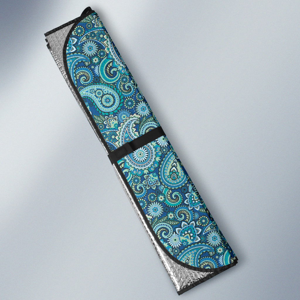 Blue Paisley Pattern Car Auto Sun Shades
