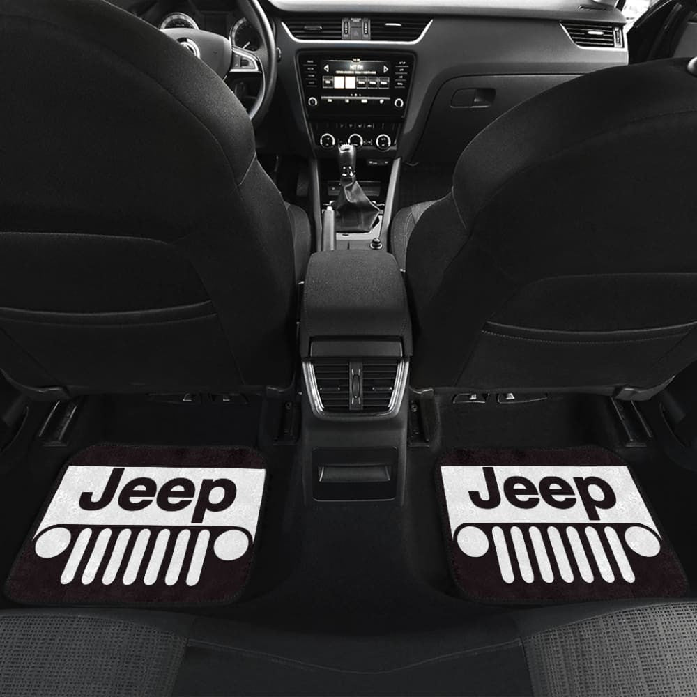 Jeep Offroad Wobble White Black Car Floor Mats Custom