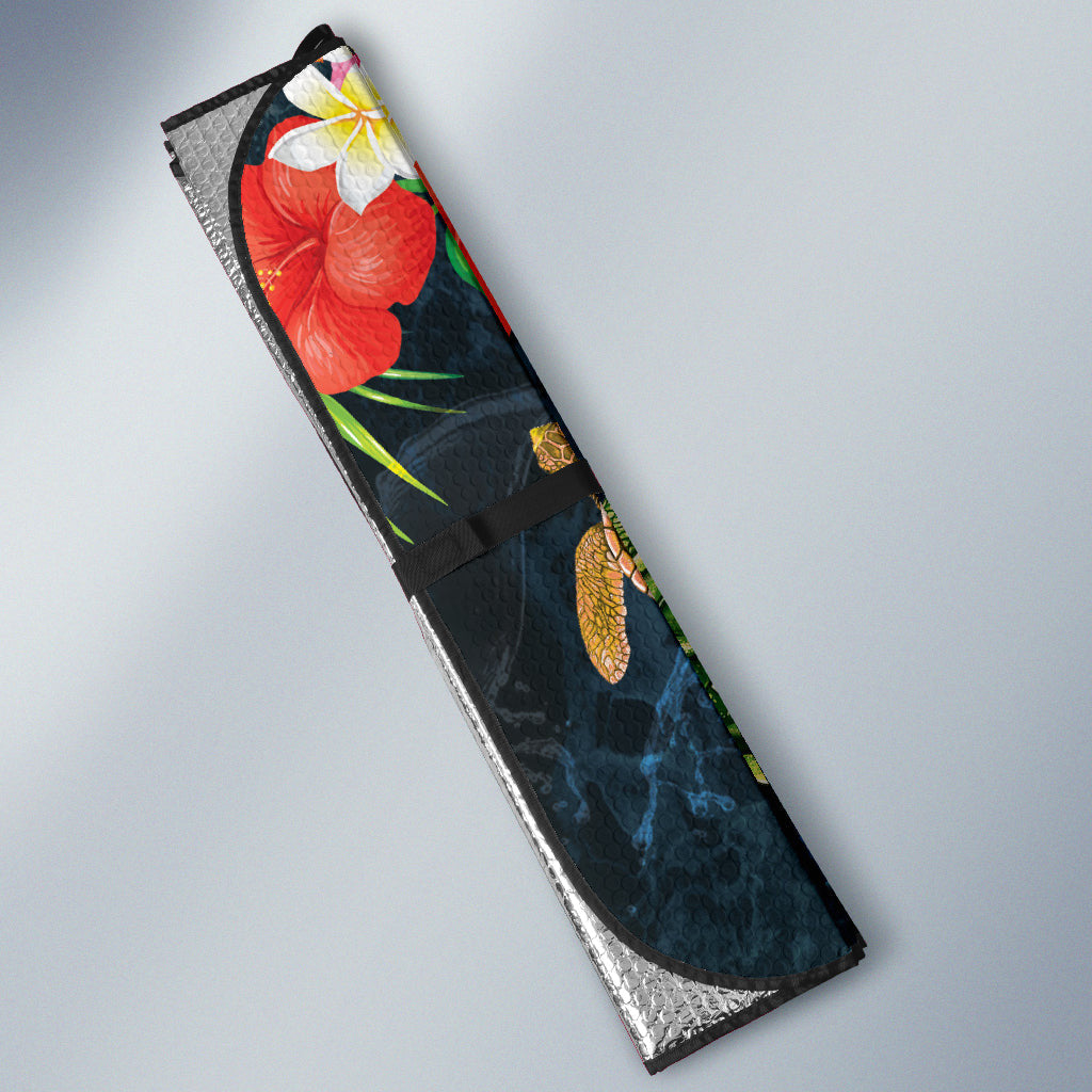 Turtle Kanaka Maoli Hibiscus Plumeria Flower Wave Car Auto Sun Shades