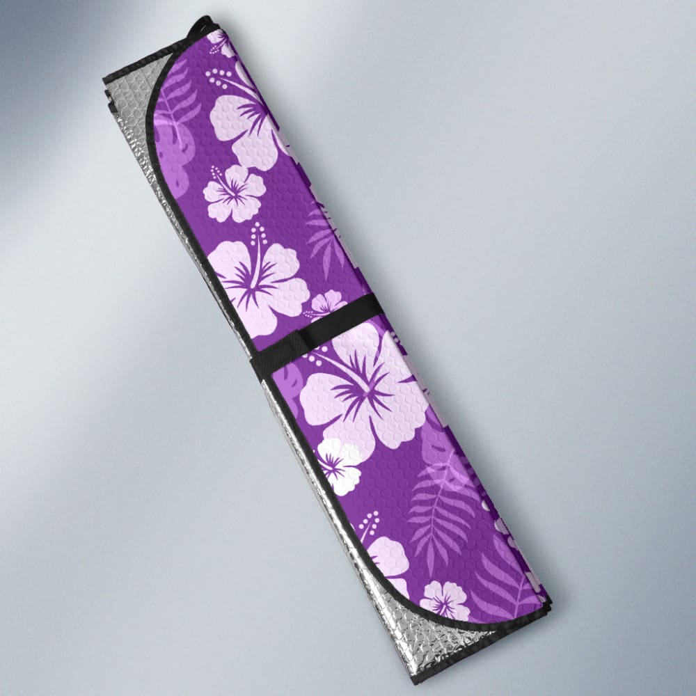 Purple With White Hibiscus Flowers Car Auto Sun Shades