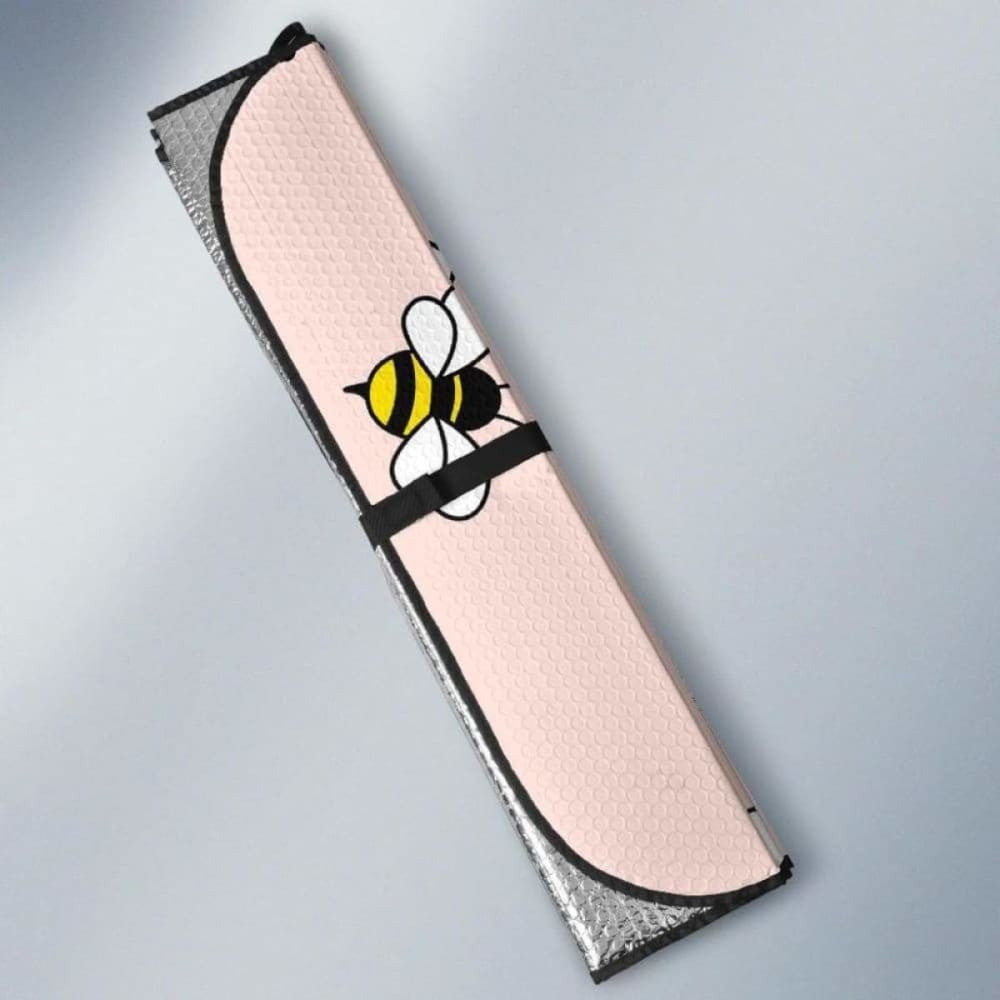 Cute Bee Flower Pattern Pink Background Car Auto Sun Shades