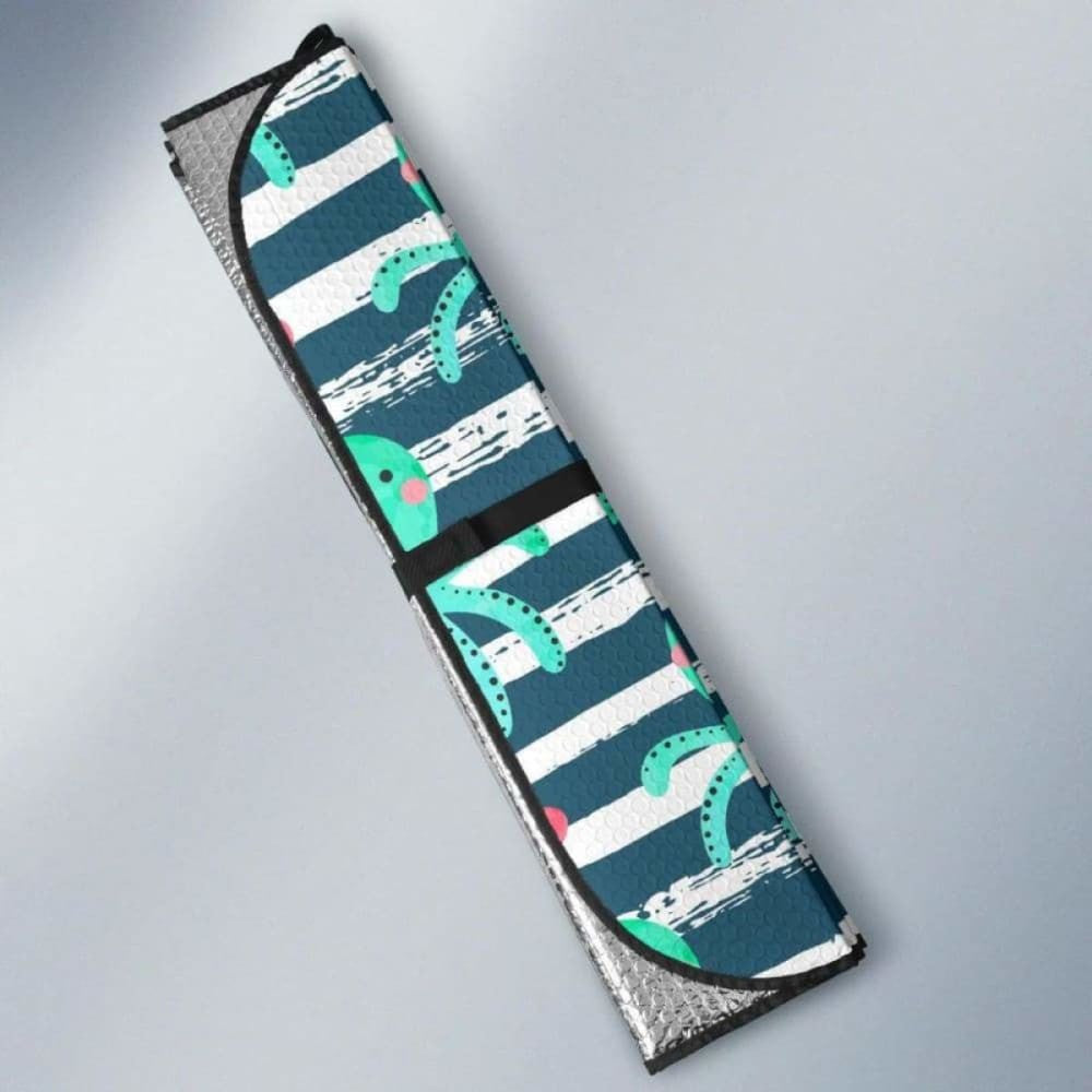 Cute Octopuses Heart Striped Background Car Auto Sun Shades