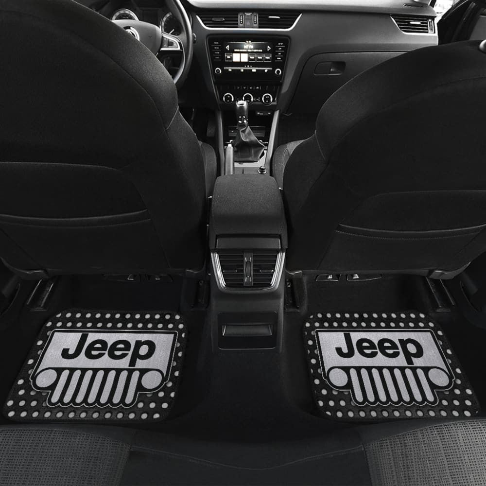Gray White Jeep Offroad Metal Holes Printed Car Floor Mats Custom
