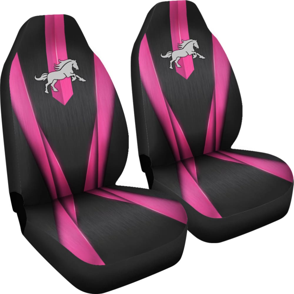 Amazing Dark Pink Horse Mustang Custom Metallic Style Printed Car Seat Covers