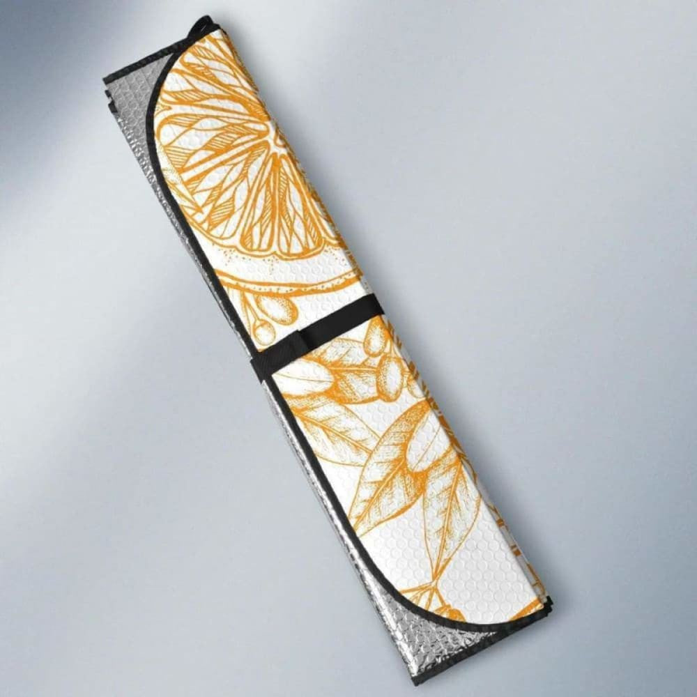 Hand Drawn Orange Fruit Pattern Car Auto Sun Shades
