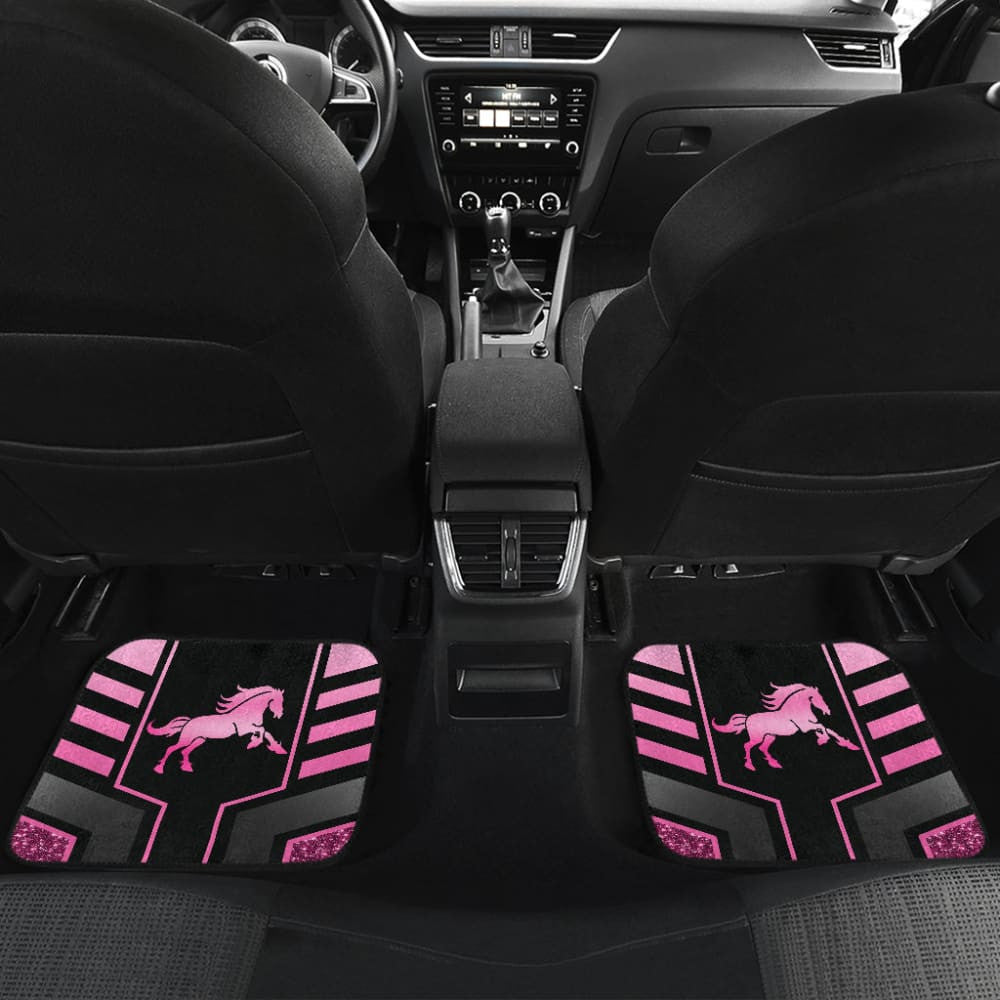 Amazing Pink Black Horse Mustang Custom Metallic Style Printed Car Floor Mats