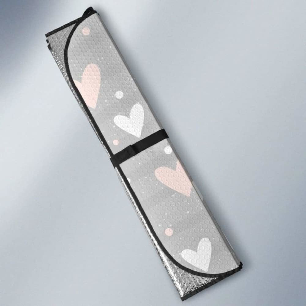 Heart Pattern Gray Background Car Auto Sun Shades