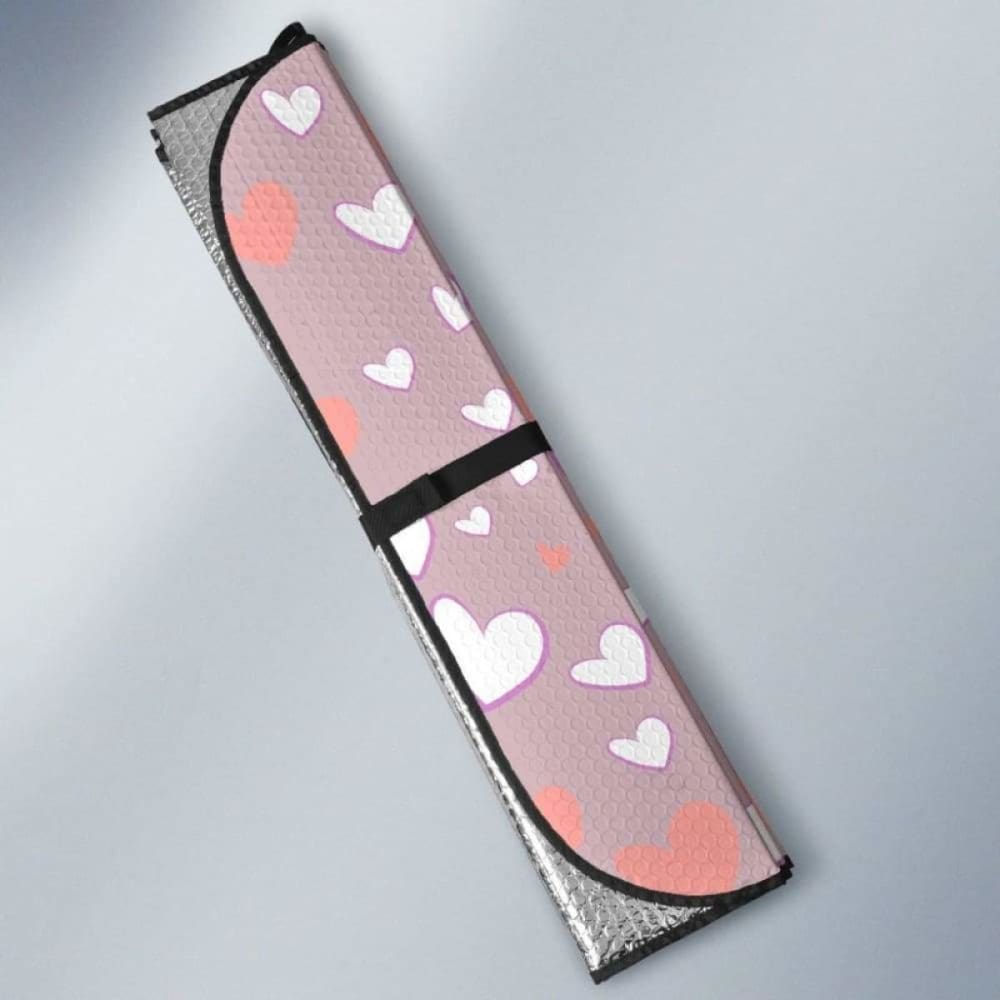 Coral White Heart Pattern Car Auto Sun Shades