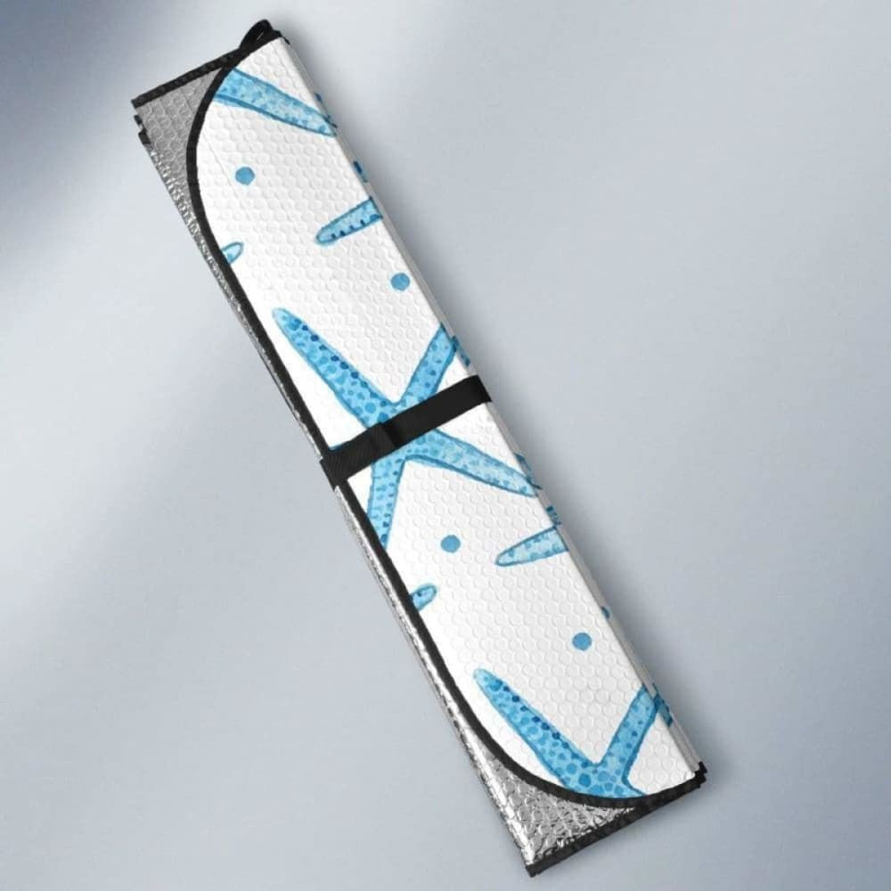 Watercolor Starfish Pattern Car Auto Sun Shades