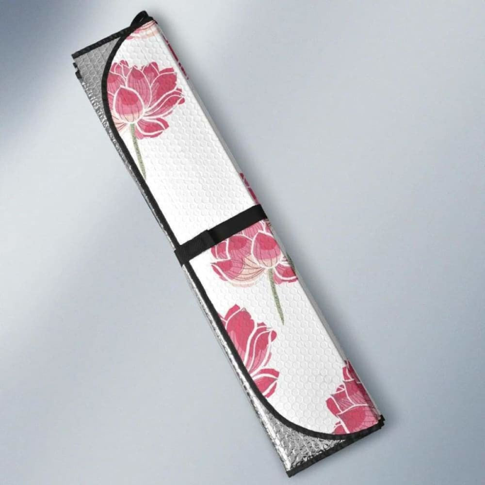 Pink Lotus Waterlily Pattern Car Auto Sun Shades