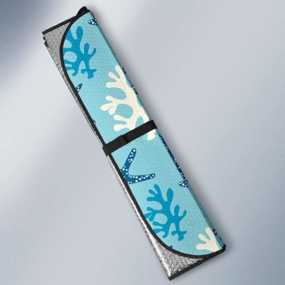 Blue Starfish Coral Reef Pattern Car Auto Sun Shades