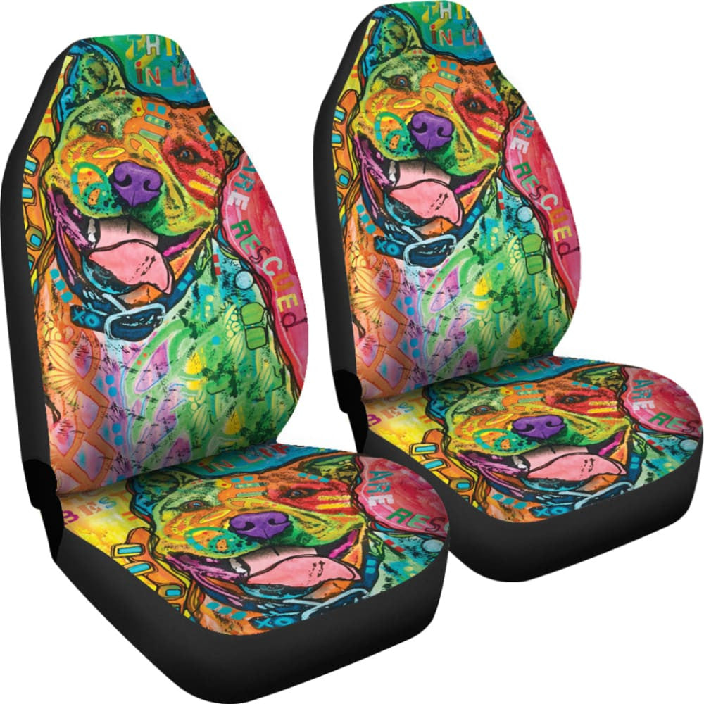 Funny Colorful Pitbull Car Seat Covers