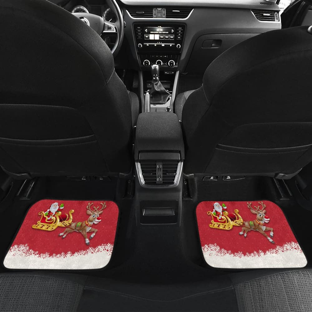 Red Nose Reindeer And Santa Claus Car Floor Mats