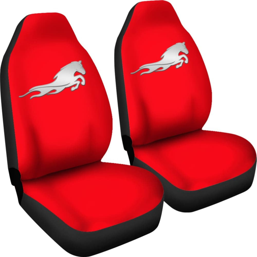 Red Mustang Horse Silhouette Car Seat Covers Custom