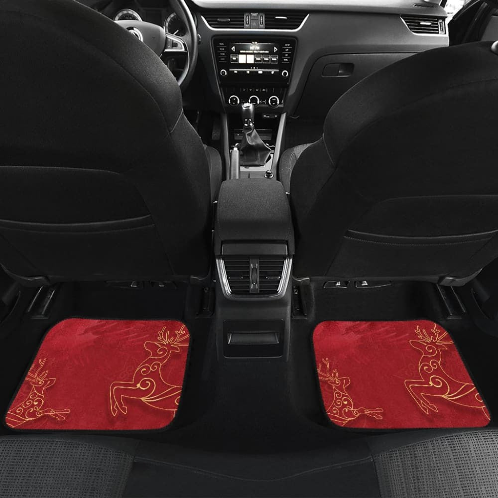 Christmas Reindeer And Pine Tree Pattern Car Floor Mats