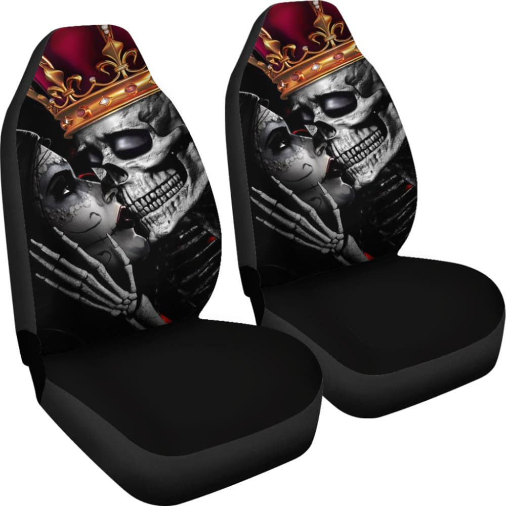 Sugar King And Queen Skull Kissing The Dead Car Seat Covers
