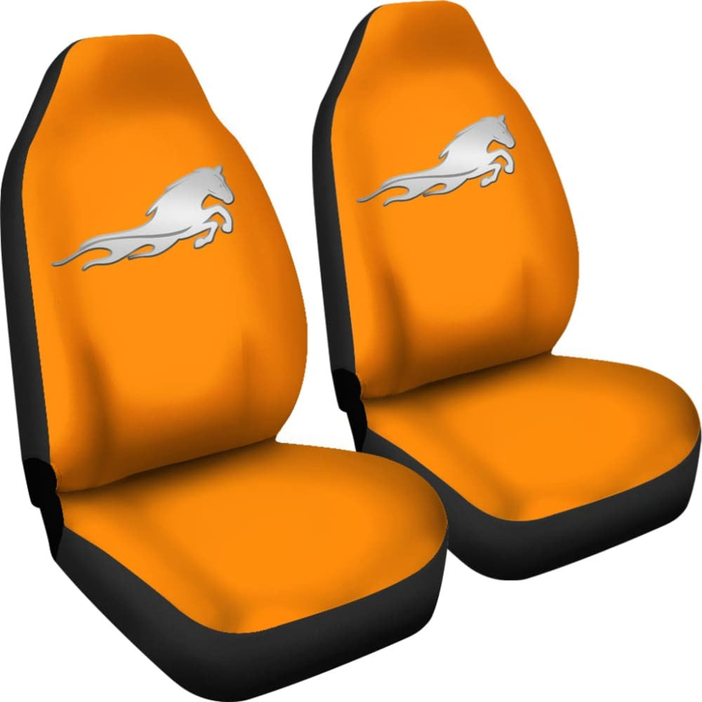 Orange Mustang Horse Silhouette Car Seat Covers Custom