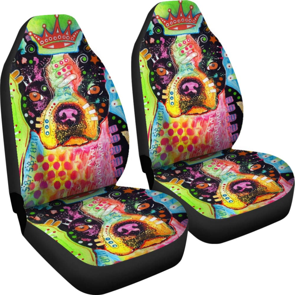 Pitbull Dog Colorful Watercolor Car Seat Covers