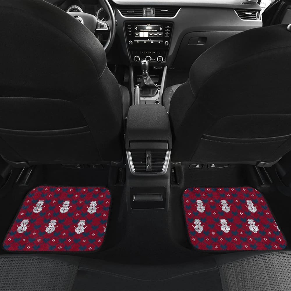 Amazing Blue Red Ugly Christmas Snowman Pattern Car Floor Mats