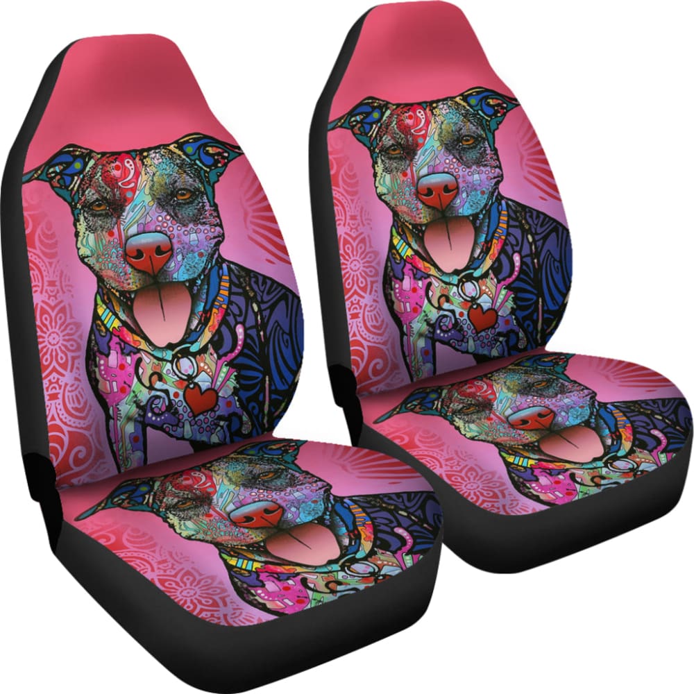 Colorful Pitbull Custom Car Accessories Car Seat Covers