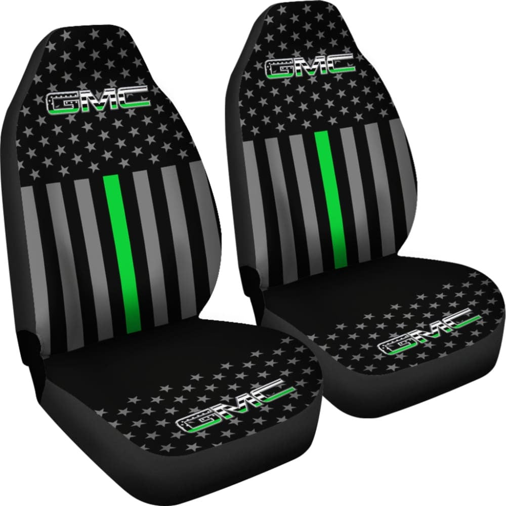 American Flag Car Seat Covers With Thin Green Line Mix GMC