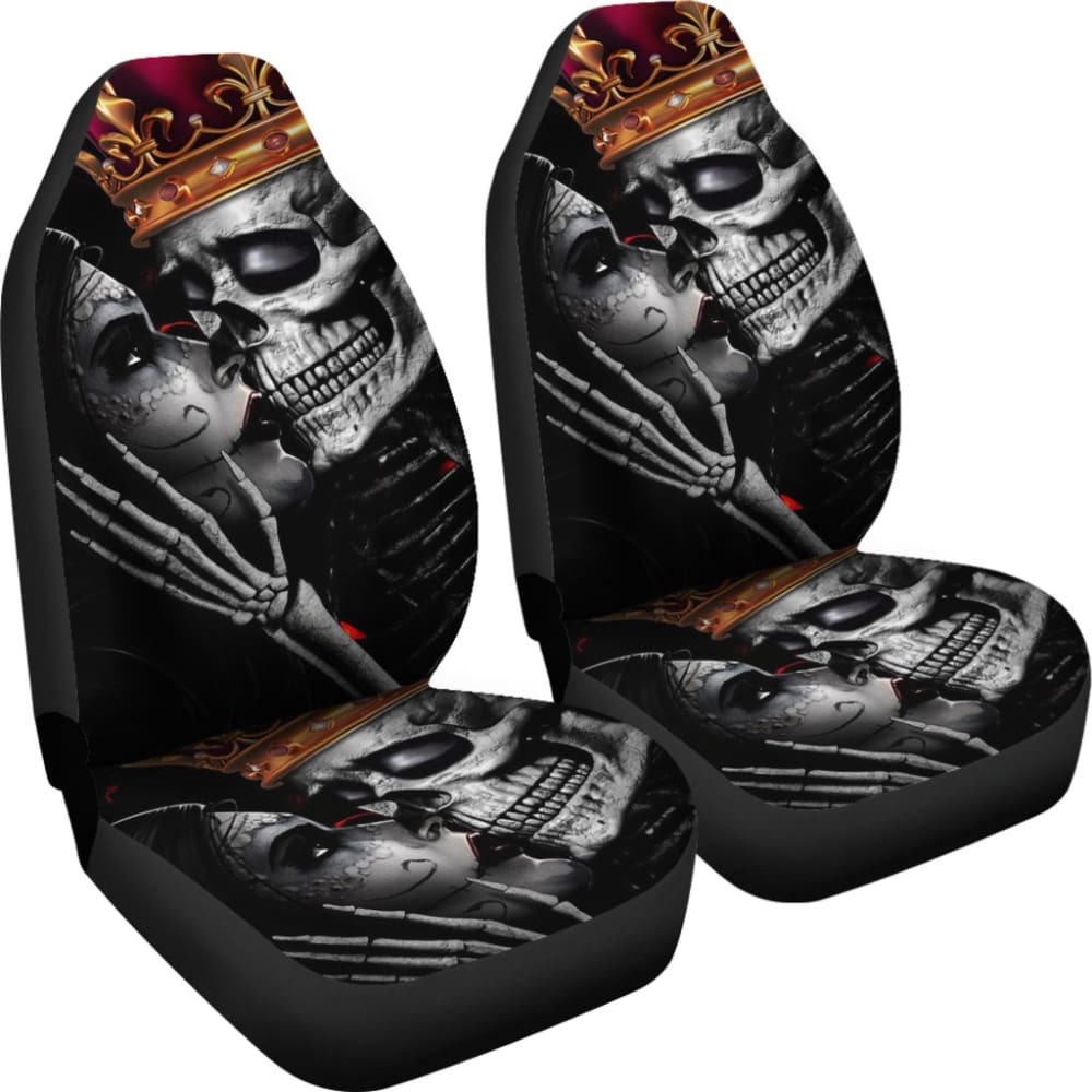 Calavera Sugar Skull King And Queen Kissing Car Seat Covers